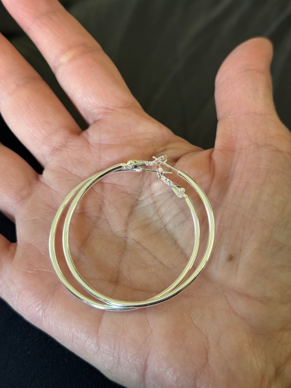 Silver Hoop Earrings - Women's Jewelry 50 mm